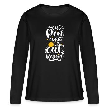 Vêtements de tailleur Tricot Tailleur sur mesure - T-shirt manches longues Premium bio Femme - noir - Devant - Julia (174cm)