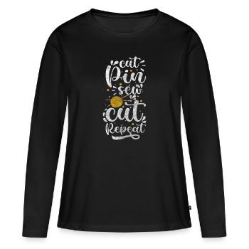 Couturière de fil de tailleur - T-shirt manches longues Premium bio Femme - noir - Devant - Julia (174cm)