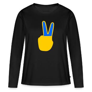 Ukraine - Frauen Premium Bio Langarmshirt - Schwarz - Vorne - Julia (174cm)