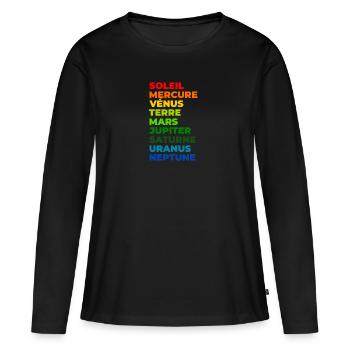 Le Système solaire - T-shirt manches longues Premium bio Femme - noir - Devant - Julia (174cm)