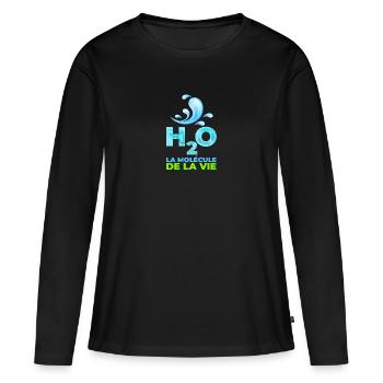 l'eau, la Molecule de la vie - T-shirt manches longues Premium bio Femme - noir - Devant - Julia (174cm)