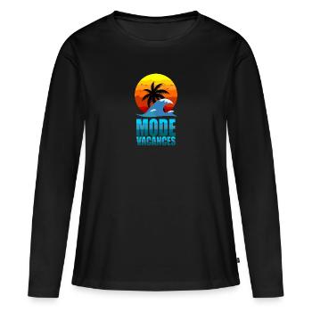 Mode Vacances - T-shirt manches longues Premium bio Femme - noir - Devant - Julia (174cm)