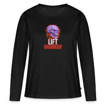 Heben Sie den Schädel wie ein Biest an - Frauen Premium Bio Langarmshirt - Schwarz - Vorne - Julia (174cm)