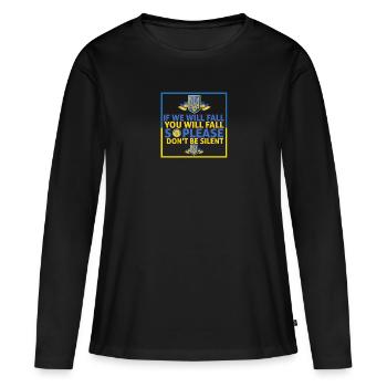 Si nous tombons, vous tomberez le discours de Zelensky - T-shirt manches longues Premium bio Femme - noir - Devant - Julia (174cm)