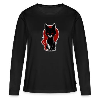 Chat mystique - T-shirt manches longues Premium bio Femme - noir - Devant - Julia (174cm)