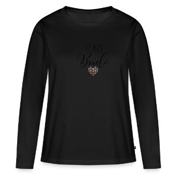 Équipe mariée - T-shirt manches longues Premium bio Femme - noir - Devant - Julia (174cm)