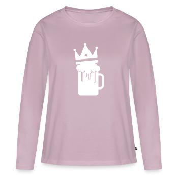 Bierkönig / King of Beer / Holiday - Party - Frauen Premium Bio Langarmshirt - Altrosa - Vorne - Julia (174cm)