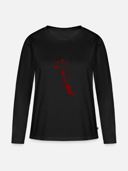 Blut Spritzer Splatter Halloween - Frauen Premium Bio Langarmshirt - Schwarz