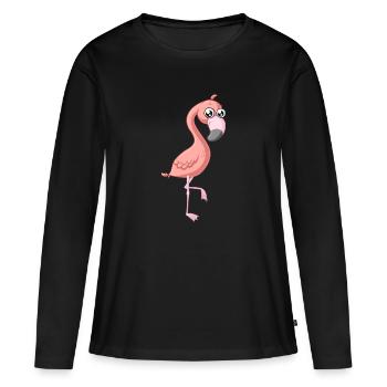 Flamant comique doux - T-shirt manches longues Premium bio Femme - noir - Devant - Julia (174cm)