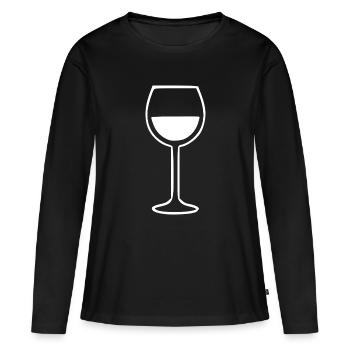 Vin, verre de vin, vin blanc, vin rouge. - T-shirt manches longues Premium bio Femme - noir - Devant - Julia (174cm)