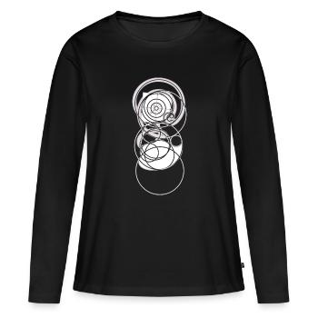 Éclore en équilibre – la fleur du Nombre d’Or - T-shirt manches longues Premium bio Femme - noir - Devant - Julia (174cm)