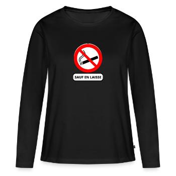 interdit de fumer - T-shirt manches longues Premium bio Femme - noir - Devant - Julia (174cm)