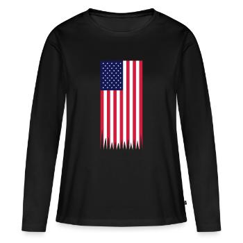 usa used vertical - T-shirt manches longues Premium bio Femme - noir - Devant - Julia (174cm)