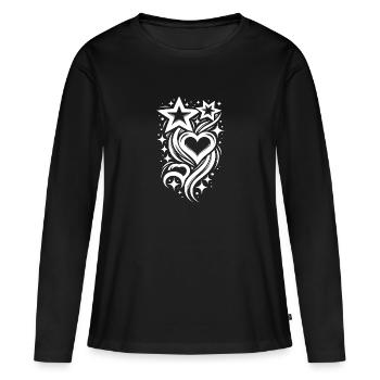 Tattoo composition of hearts and stars - Women's Premium Organic Long Sleeve Shirt - black - Front - Julia (174cm)