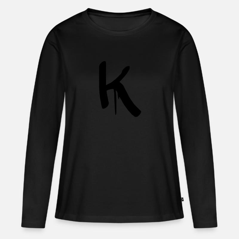 Buchstabe K Graffiti - Frauen Premium Bio Langarmshirt - Schwarz