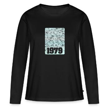 Numéro 1979 - T-shirt manches longues Premium bio Femme - noir - Devant - Julia (174cm)