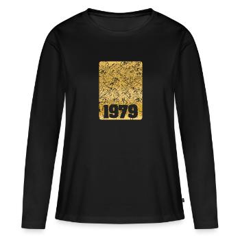 Numéro 1979 - T-shirt manches longues Premium bio Femme - noir - Devant - Julia (174cm)