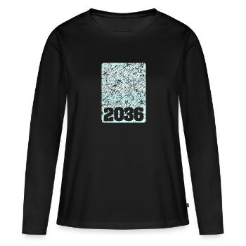 Numéro 2036 - T-shirt manches longues Premium bio Femme - noir - Devant - Julia (174cm)
