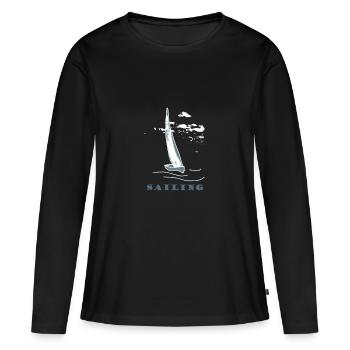Voilier,Mer,cadeau,cool,trend - T-shirt manches longues Premium bio Femme - noir - Devant - Julia (174cm)
