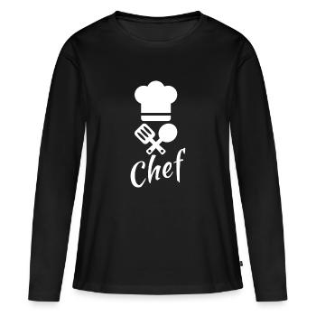 Chefkoch - Frauen Premium Bio Langarmshirt - Schwarz - Vorne - Julia (174cm)