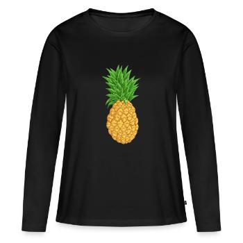 Ananas - T-shirt manches longues Premium bio Femme - noir - Devant - Julia (174cm)