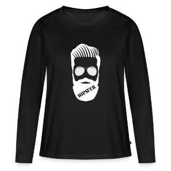 Hipster Illustration mit Bart und Sonnenbrille - Frauen Premium Bio Langarmshirt - Schwarz - Vorne - Julia (174cm)