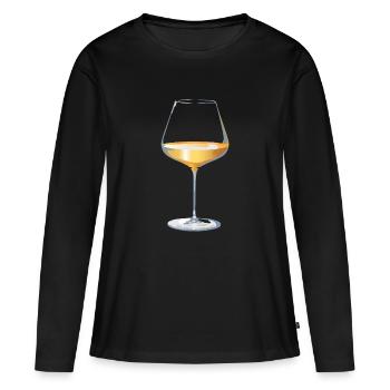 Verre de vin blanc - T-shirt manches longues Premium bio Femme - noir - Devant - Julia (174cm)