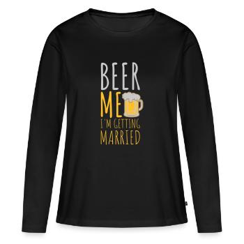 Beer Me Me marier - T-shirt manches longues Premium bio Femme - noir - Devant - Julia (174cm)
