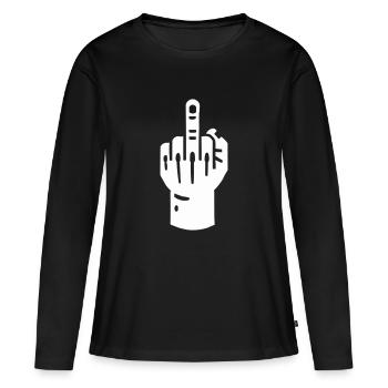 Middle Finger Hand - Women's Premium Organic Long Sleeve Shirt - black - Front - Julia (174cm)