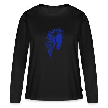 cheval criniere 24 - T-shirt manches longues Premium bio Femme - noir - Devant - Julia (174cm)