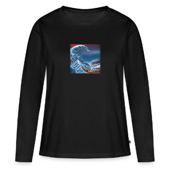 Vague de kanagawa, vague, illustration, Japon - T-shirt manches longues Premium bio Femme - noir - Devant - Julia (174cm)