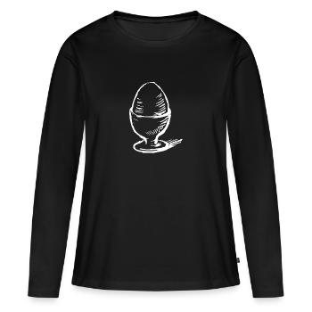 Oeuf petit-déjeuner - T-shirt manches longues Premium bio Femme - noir - Devant - Julia (174cm)