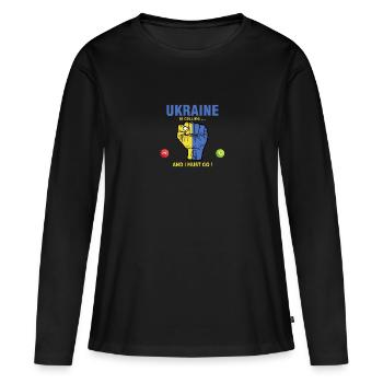 Die Ukraine ruft mich an und ich muss in die Ukraine - Frauen Premium Bio Langarmshirt - Schwarz - Vorne - Julia (174cm)