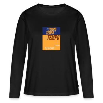 Photographie T-Shirt Hoodie Mug Tempo - T-shirt manches longues Premium bio Femme - noir - Devant - Julia (174cm)