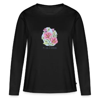 Gartenpetunie (gewöhnlich) botanische Zeichnung - Frauen Premium Bio Langarmshirt - Schwarz - Vorne - Julia (174cm)