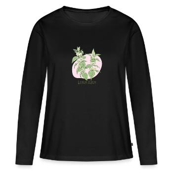 Hellweiße botanische Zeichnung - Frauen Premium Bio Langarmshirt - Schwarz - Vorne - Julia (174cm)