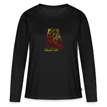 Chat - T-shirt manches longues Premium bio Femme - noir - Devant - Julia (174cm)