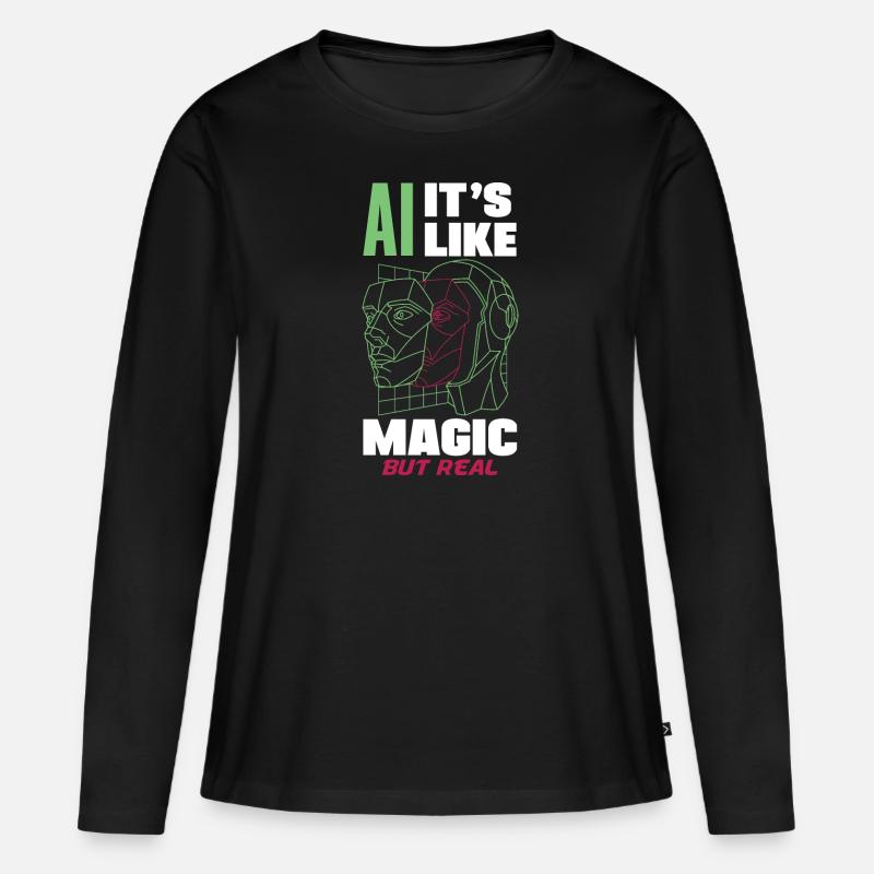 Ai It's Like Magic But Real Computer Science - Frauen Premium Bio Langarmshirt - Schwarz
