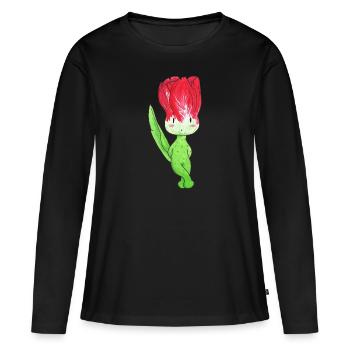 Tulip' - T-shirt manches longues Premium bio Femme - noir - Devant - Julia (174cm)