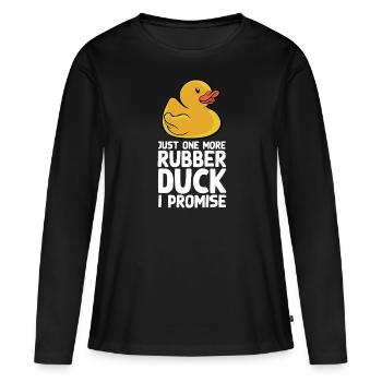Yellow Bath Duckie Just One More Rubber Duck I Pro - Frauen Premium Bio Langarmshirt - Schwarz - Vorne - Julia (174cm)