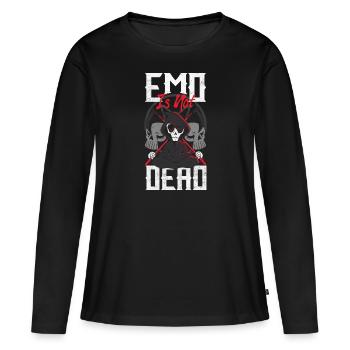 Emoticon Emo n’est pas mort Esthétique Emocore - T-shirt manches longues Premium bio Femme - noir - Devant - Julia (174cm)