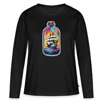Ship in a Bottle / Message in a Bottle / Ahoy / Anchor - Women's Premium Organic Long Sleeve Shirt - black - Front - Julia (174cm)