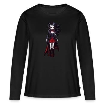 Vampir / Dracula / Blutsauger / Halloween / Mythos - Frauen Premium Bio Langarmshirt - Schwarz - Vorne - Julia (174cm)