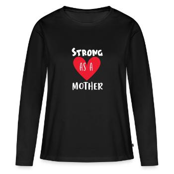 Forte comme une mère - T-shirt manches longues Premium bio Femme - noir - Devant - Julia (174cm)