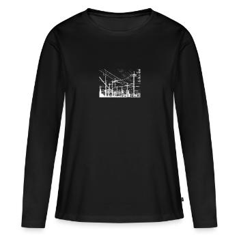 puissance pôle - T-shirt manches longues Premium bio Femme - noir - Devant - Julia (174cm)
