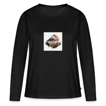 Asian Mountains - Women's Premium Organic Long Sleeve Shirt - black - Front - Julia (174cm)