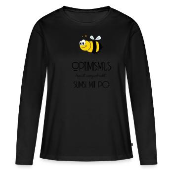Abeille - Optimisme - Sumsi avec po - T-shirt manches longues Premium bio Femme - noir - Devant - Julia (174cm)