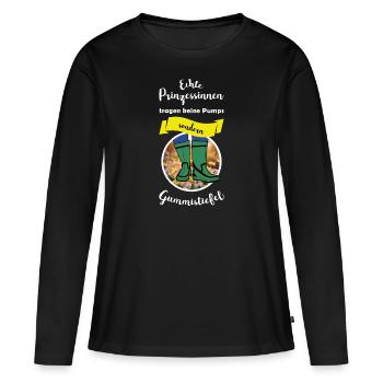 Prinzessinnen tragen Gummistiefel! - Frauen Premium Bio Langarmshirt - Schwarz - Vorne - Julia (174cm)