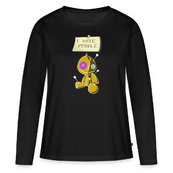 HATE PEOPLE - Frauen Premium Bio Langarmshirt - Schwarz - Vorne - Julia (174cm)
