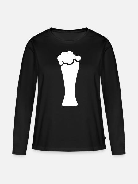 Bierglas Symbol - Frauen Premium Bio Langarmshirt - Schwarz